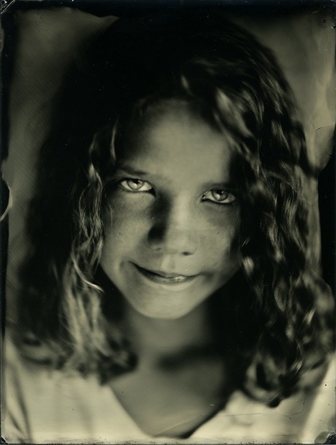 Evie - my daughter. 6x8 collodion on aluminum